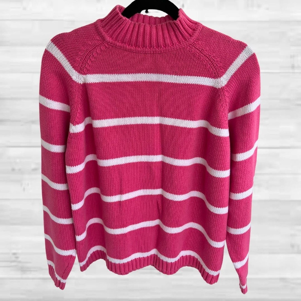 Bold Statement retro Striped chunky Sweater, pink, Medium Petite or Shorter Reg